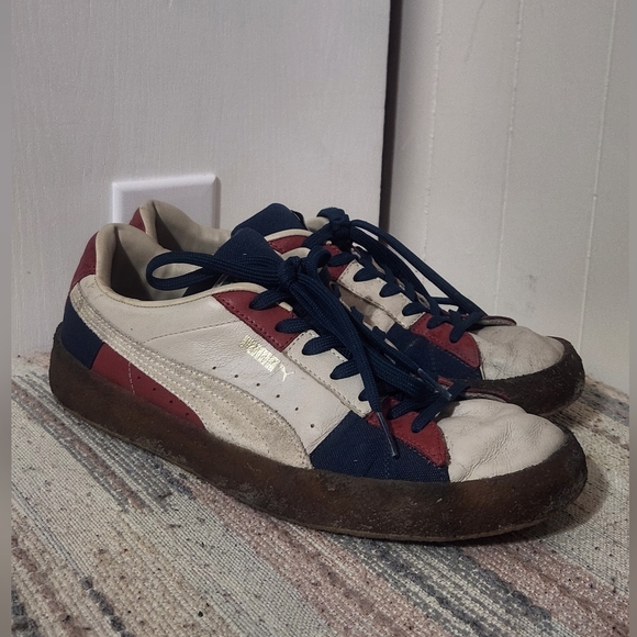 Puma Suede Crepe PatchPeyote Blue Red Sneakers - Picture 5 of 6